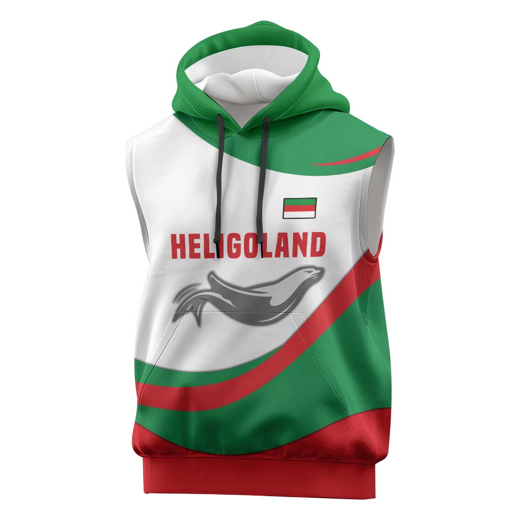 Germany Heligoland Sleeveless Hoodie with Seal Graphic and Red Green Wave Nature - Wonder Print Shop