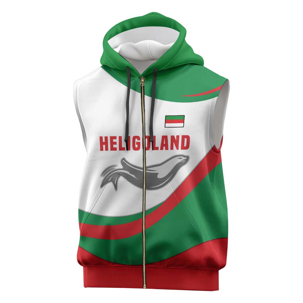 Germany Heligoland Sleeveless Zip Hoodie with Seal Graphic and Red Green Wave Nature - Wonder Print Shop