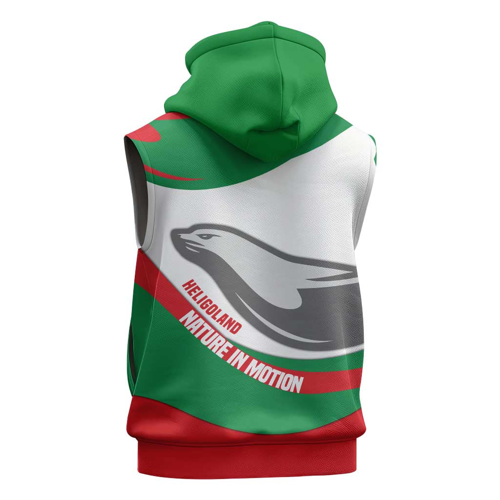 Germany Heligoland Sleeveless Zip Hoodie with Seal Graphic and Red Green Wave Nature - Wonder Print Shop