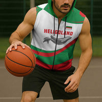 Germany Heligoland Sleeveless Zip Hoodie with Seal Graphic and Red Green Wave Nature - Wonder Print Shop