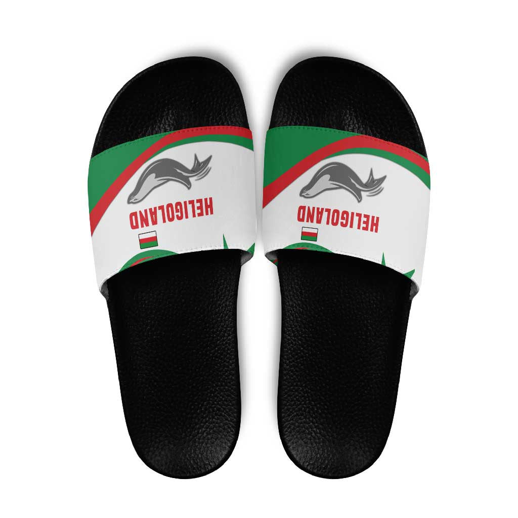 Germany Heligoland Slide Sandals with Seal Graphic and Red Green Wave Nature - Wonder Print Shop