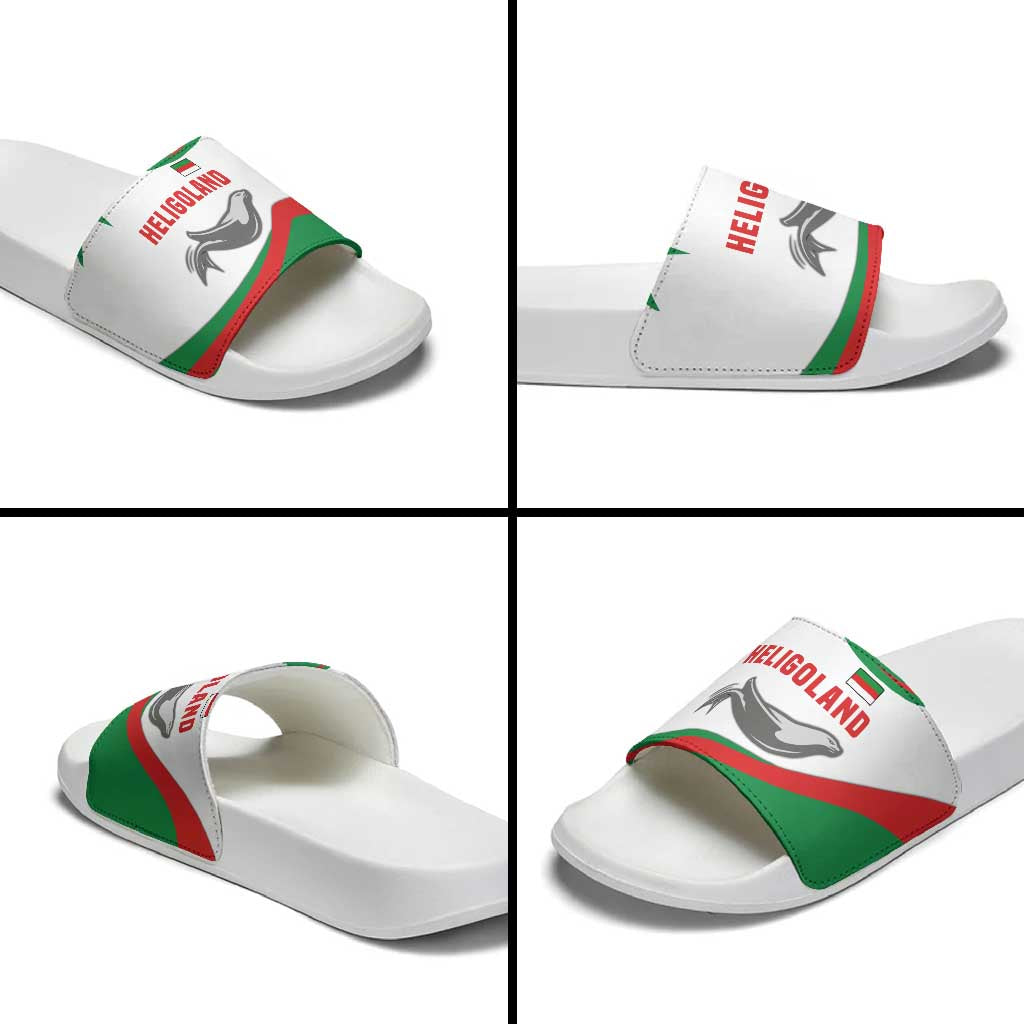 Germany Heligoland Slide Sandals with Seal Graphic and Red Green Wave Nature - Wonder Print Shop