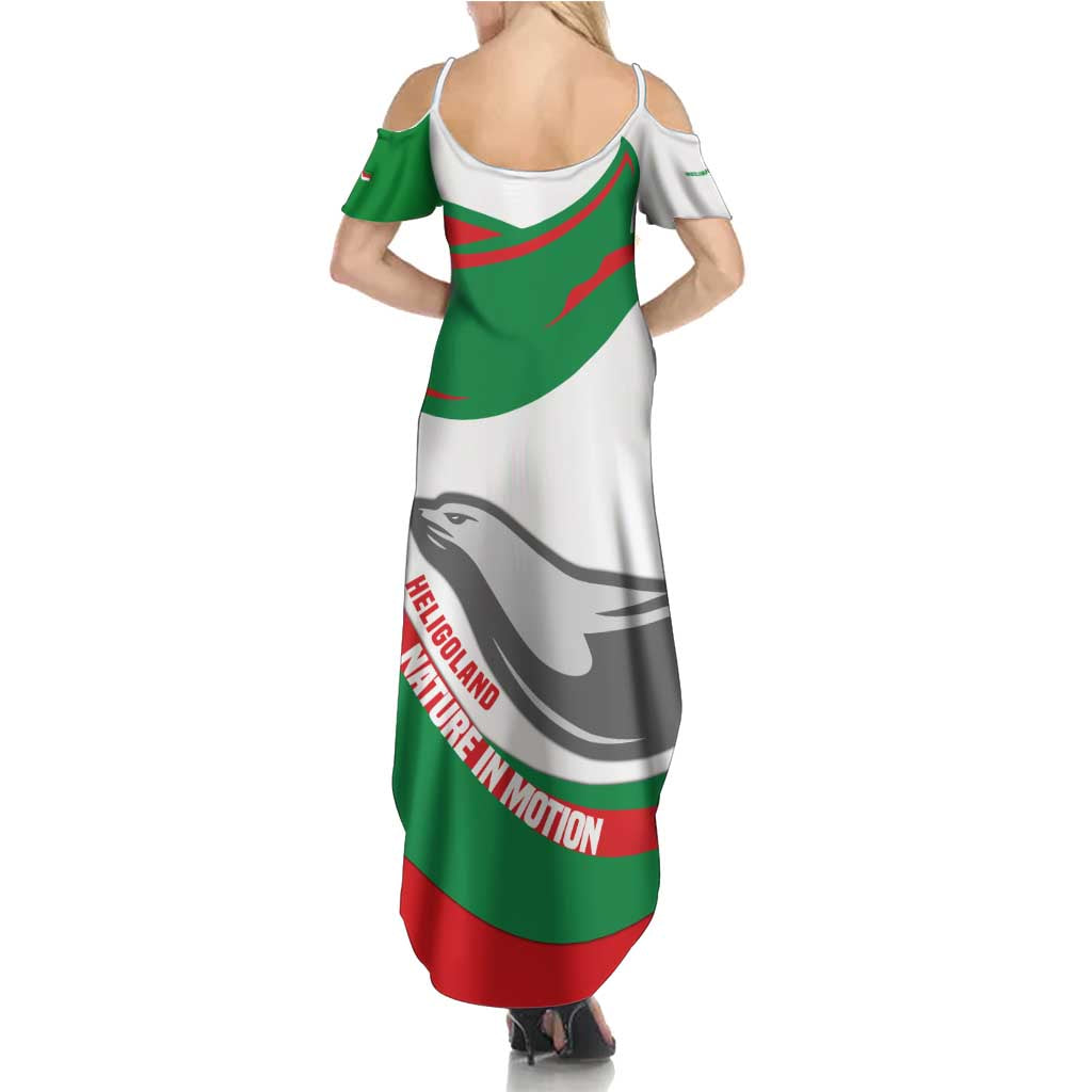 Germany Heligoland Summer Maxi Dress with Seal Graphic and Red Green Wave Nature - Wonder Print Shop