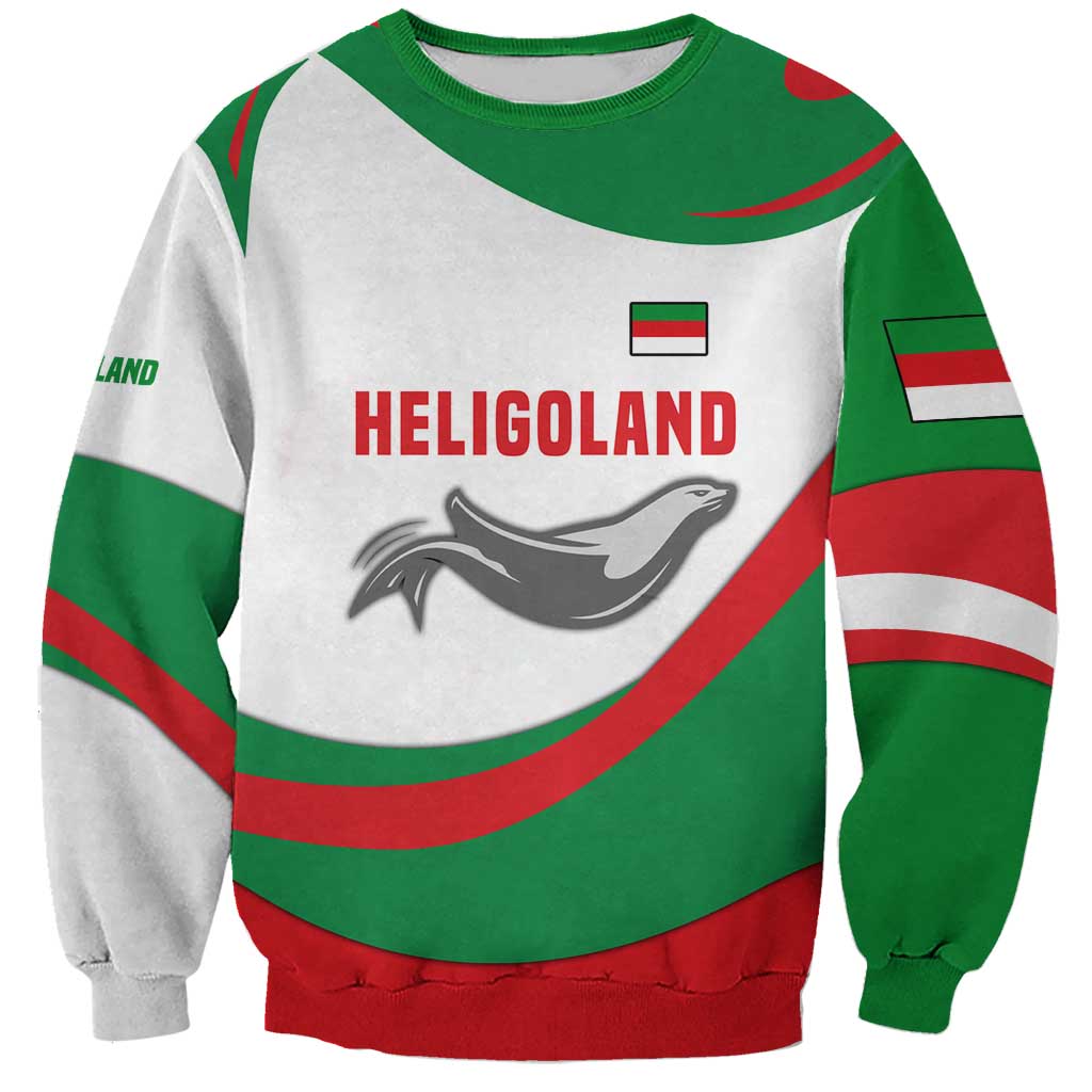 Germany Heligoland Sweatshirt with Seal Graphic and Red Green Wave Nature - Wonder Print Shop