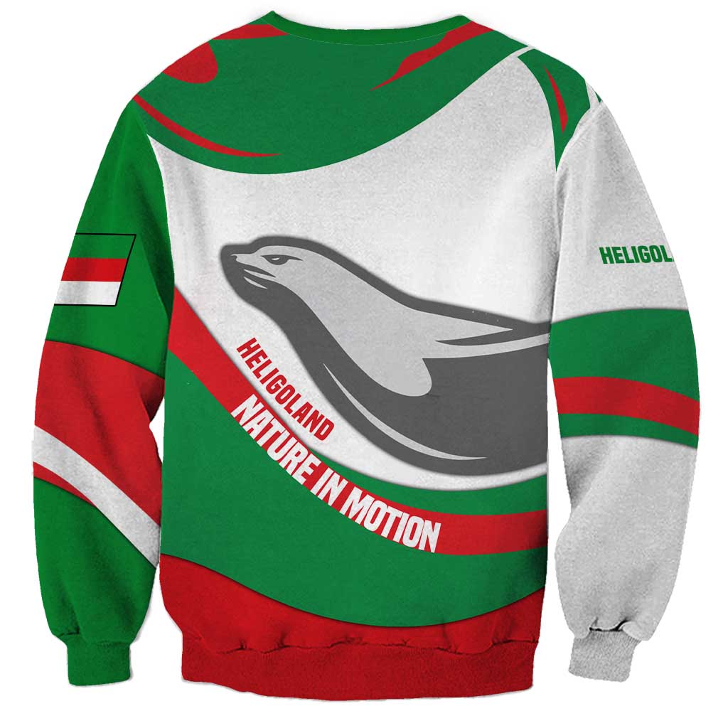 Germany Heligoland Sweatshirt with Seal Graphic and Red Green Wave Nature - Wonder Print Shop
