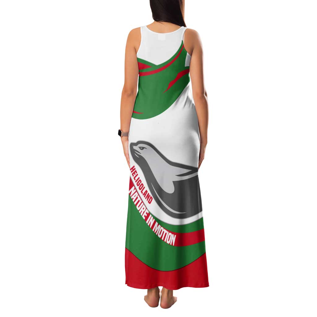 Germany Heligoland Tank Maxi Dress with Seal Graphic and Red Green Wave Nature - Wonder Print Shop