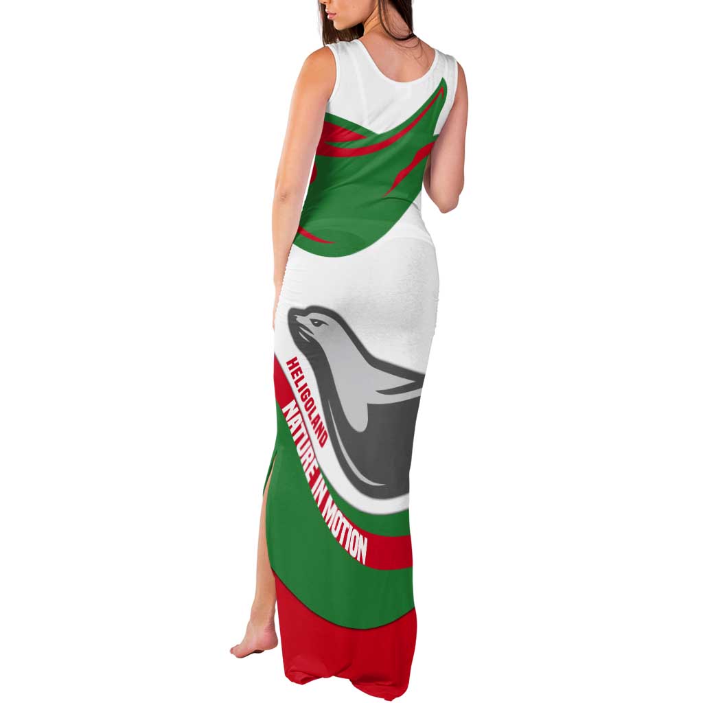 Germany Heligoland Tank Maxi Dress with Seal Graphic and Red Green Wave Nature - Wonder Print Shop