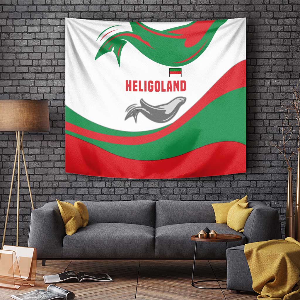 Germany Heligoland Tapestry with Seal Graphic and Red Green Wave Nature - Wonder Print Shop