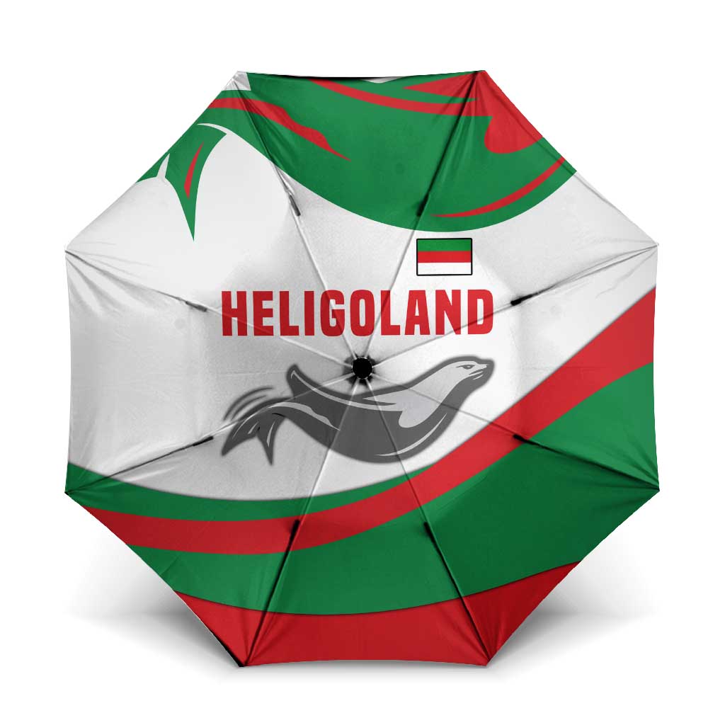 Germany Heligoland Umbrella with Seal Graphic and Red Green Wave Nature - Wonder Print Shop