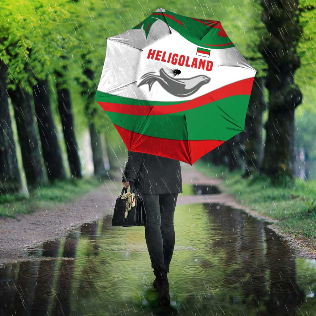 Germany Heligoland Umbrella with Seal Graphic and Red Green Wave Nature - Wonder Print Shop