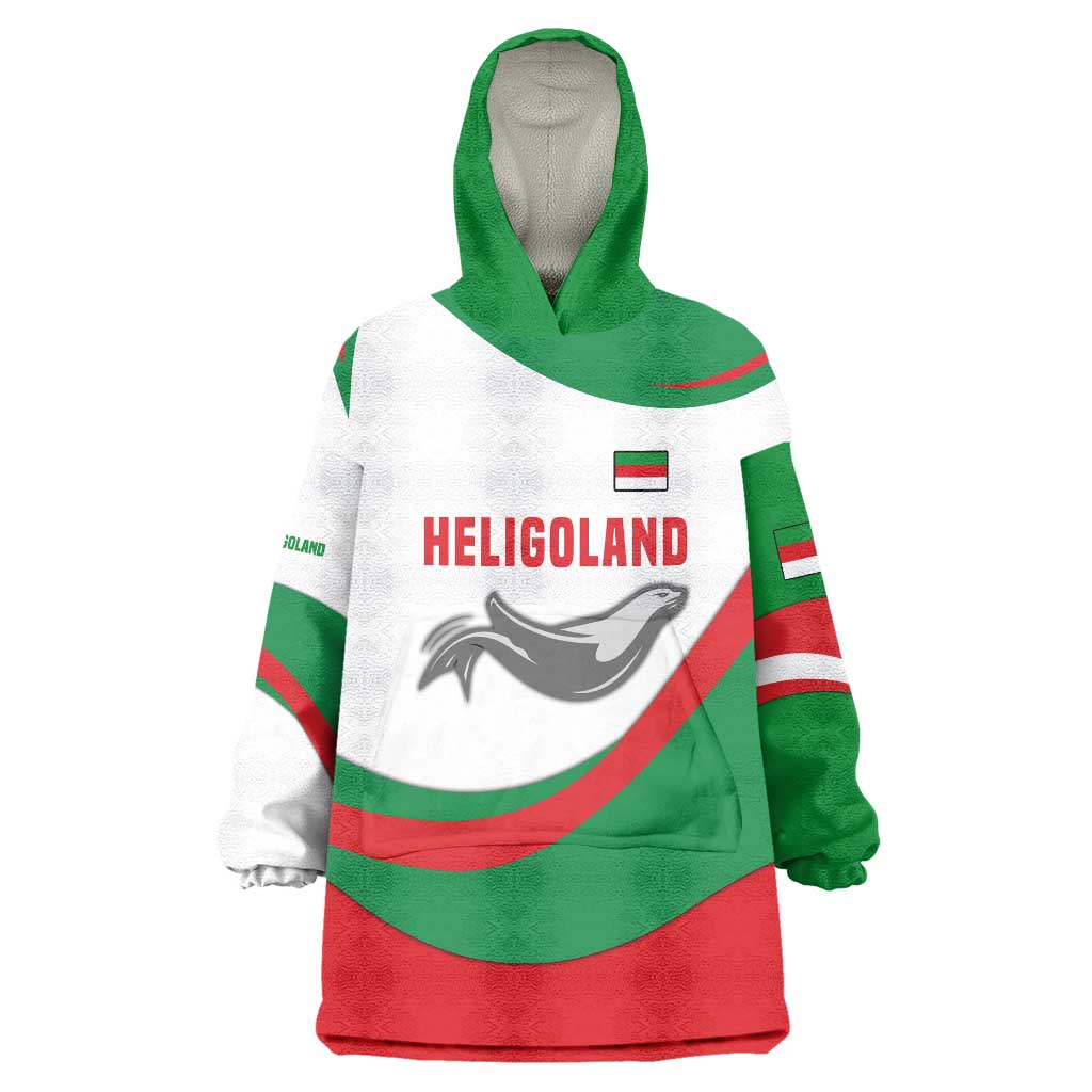 Germany Heligoland Wearable Blanket Hoodie with Seal Graphic and Red Green Wave Nature - Wonder Print Shop