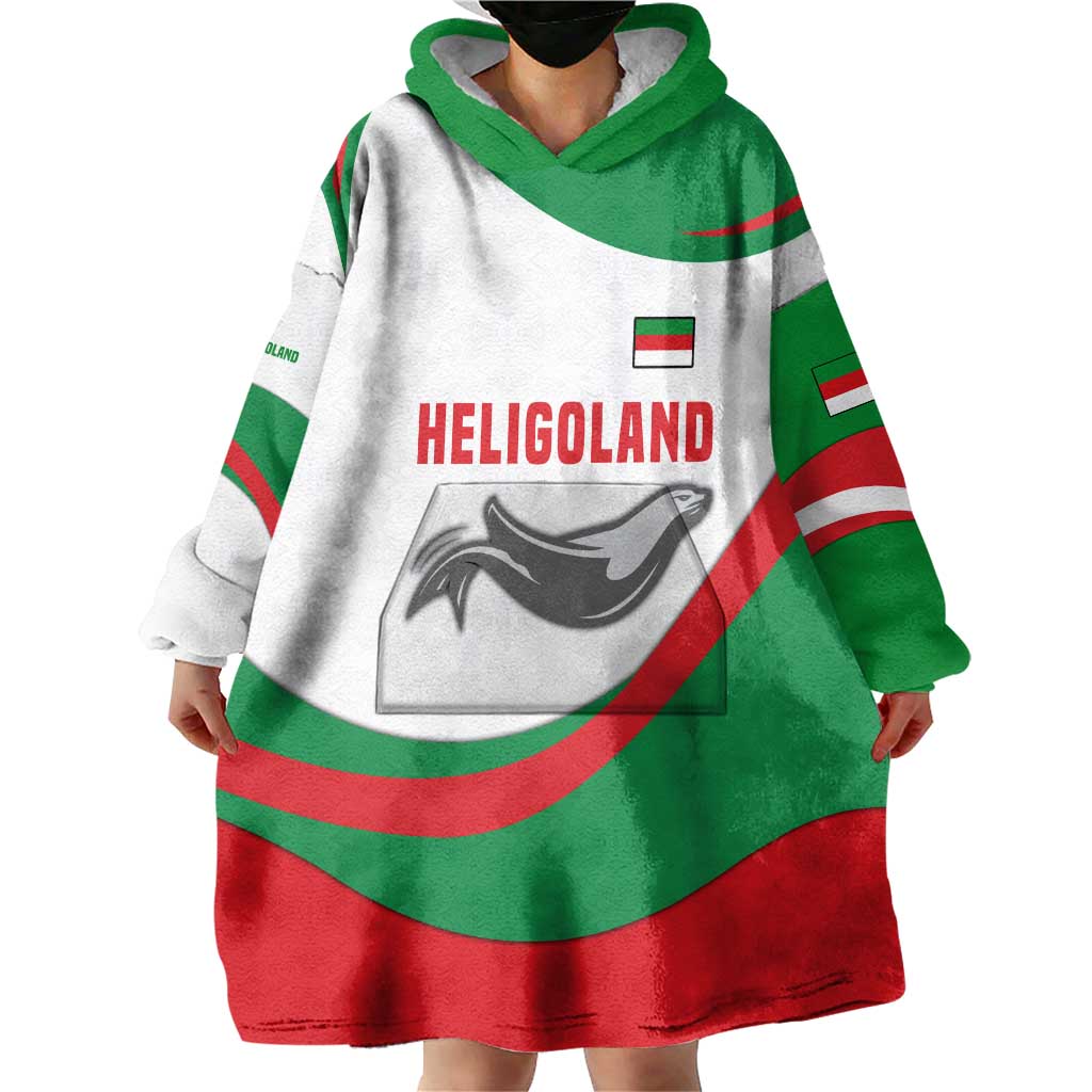 Germany Heligoland Wearable Blanket Hoodie with Seal Graphic and Red Green Wave Nature - Wonder Print Shop