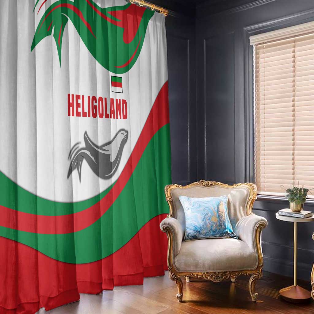 Germany Heligoland Window Curtain with Seal Graphic and Red Green Wave Nature - Wonder Print Shop