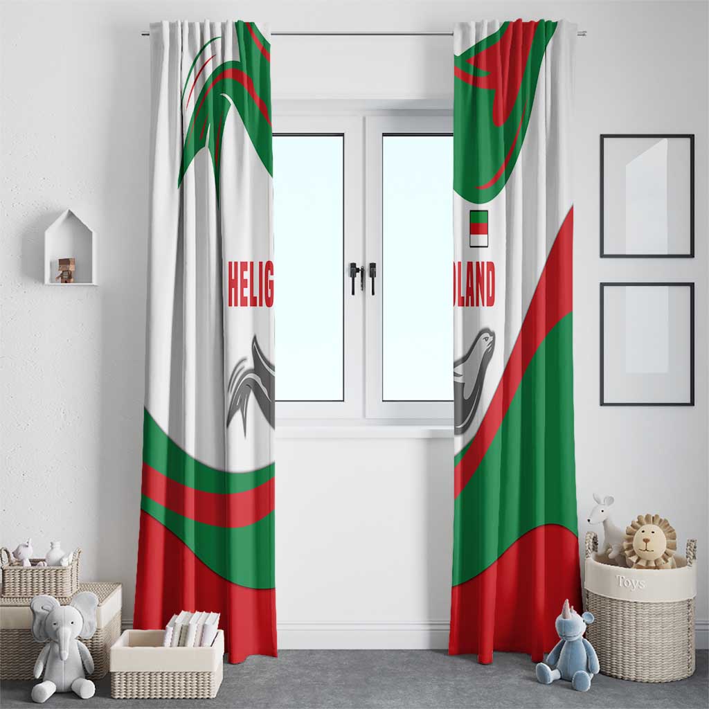 Germany Heligoland Window Curtain with Seal Graphic and Red Green Wave Nature - Wonder Print Shop