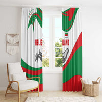 Germany Heligoland Window Curtain with Seal Graphic and Red Green Wave Nature - Wonder Print Shop