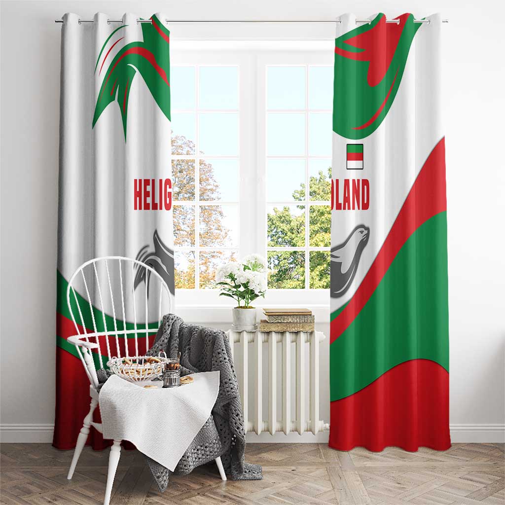 Germany Heligoland Window Curtain with Seal Graphic and Red Green Wave Nature - Wonder Print Shop