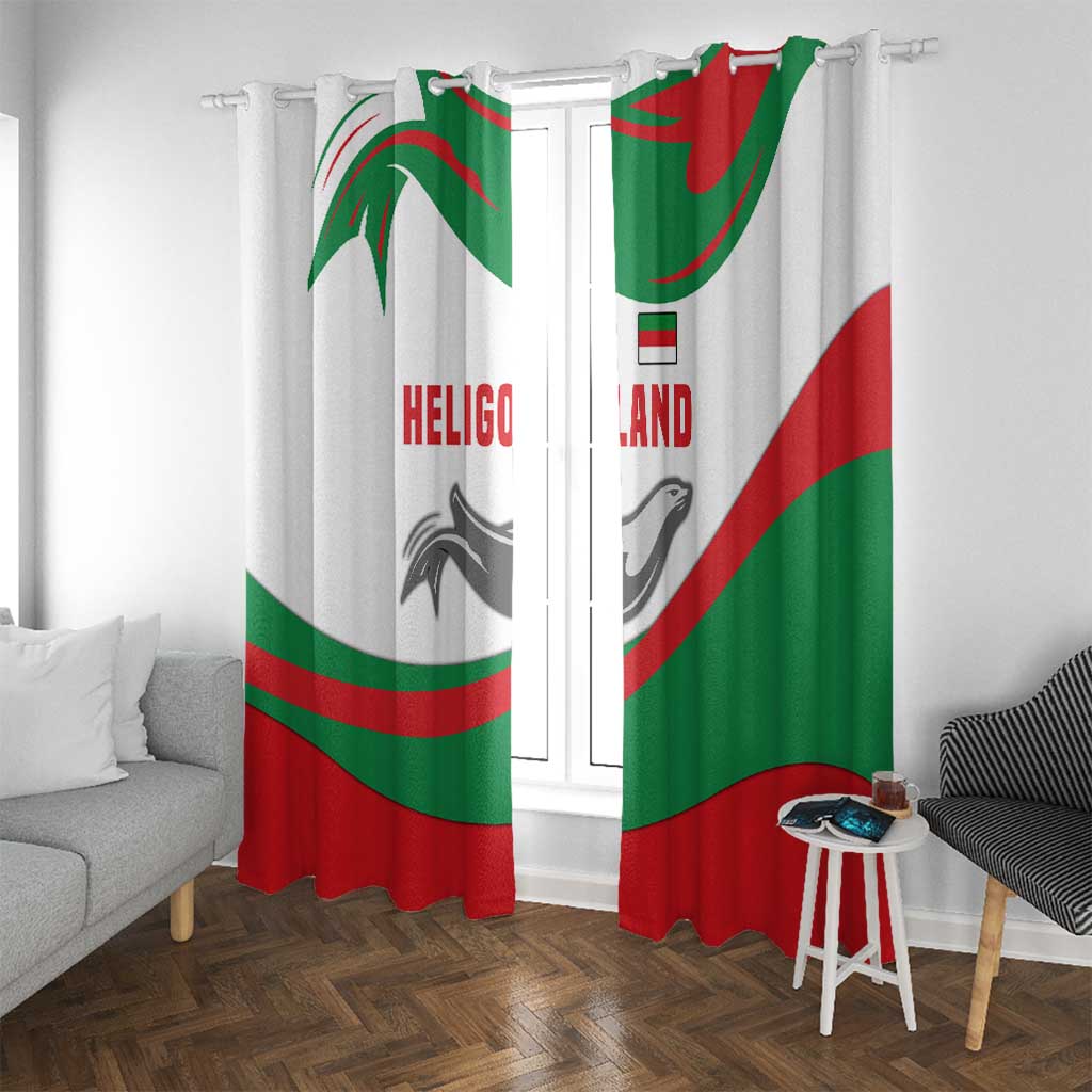 Germany Heligoland Window Curtain with Seal Graphic and Red Green Wave Nature - Wonder Print Shop