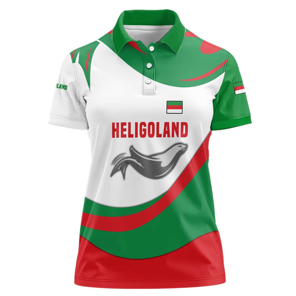 Germany Heligoland Women Polo Shirt with Seal Graphic and Red Green Wave Nature - Wonder Print Shop