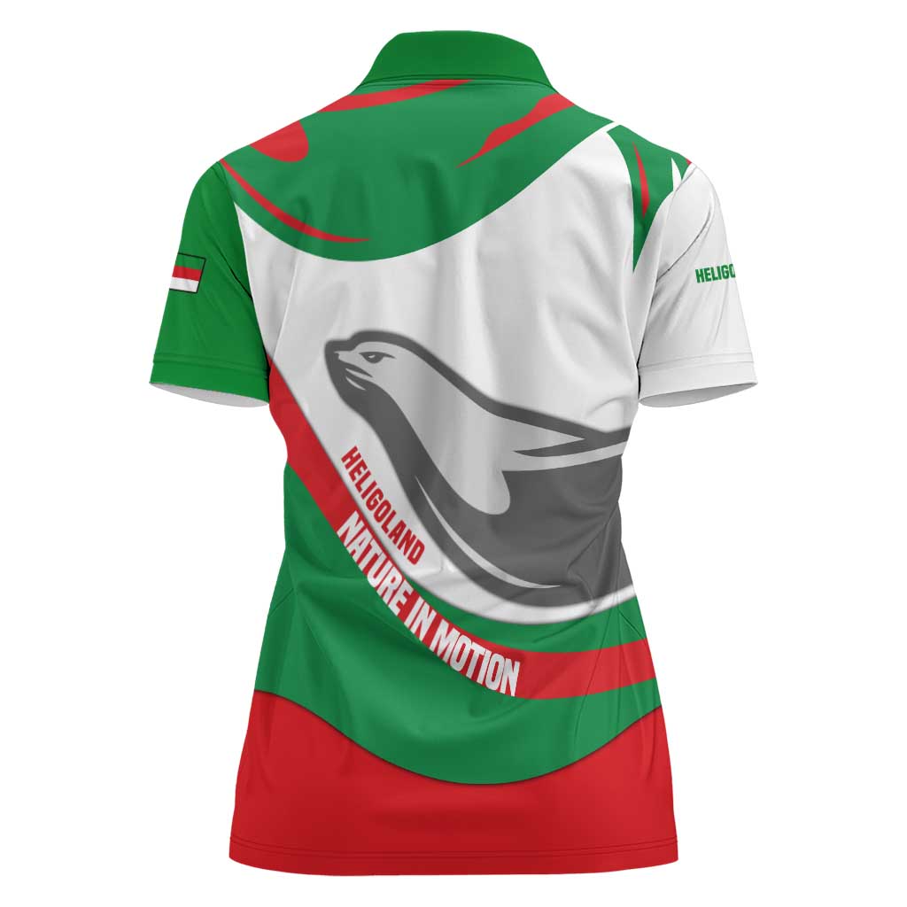 Germany Heligoland Women Polo Shirt with Seal Graphic and Red Green Wave Nature - Wonder Print Shop