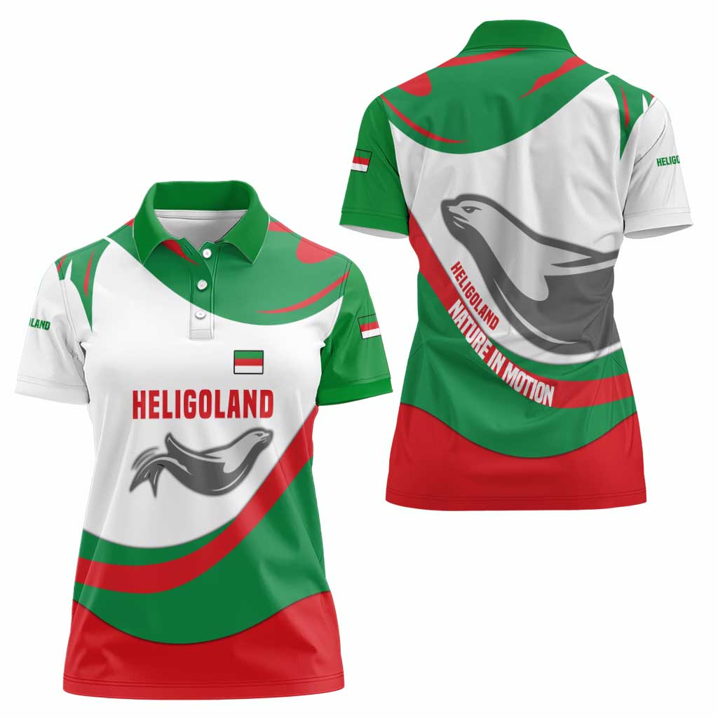 Germany Heligoland Women Polo Shirt with Seal Graphic and Red Green Wave Nature - Wonder Print Shop
