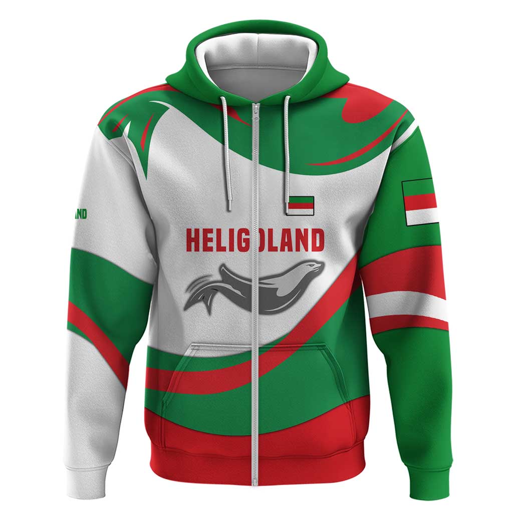 Germany Heligoland Zip Hoodie with Seal Graphic and Red Green Wave Nature - Wonder Print Shop