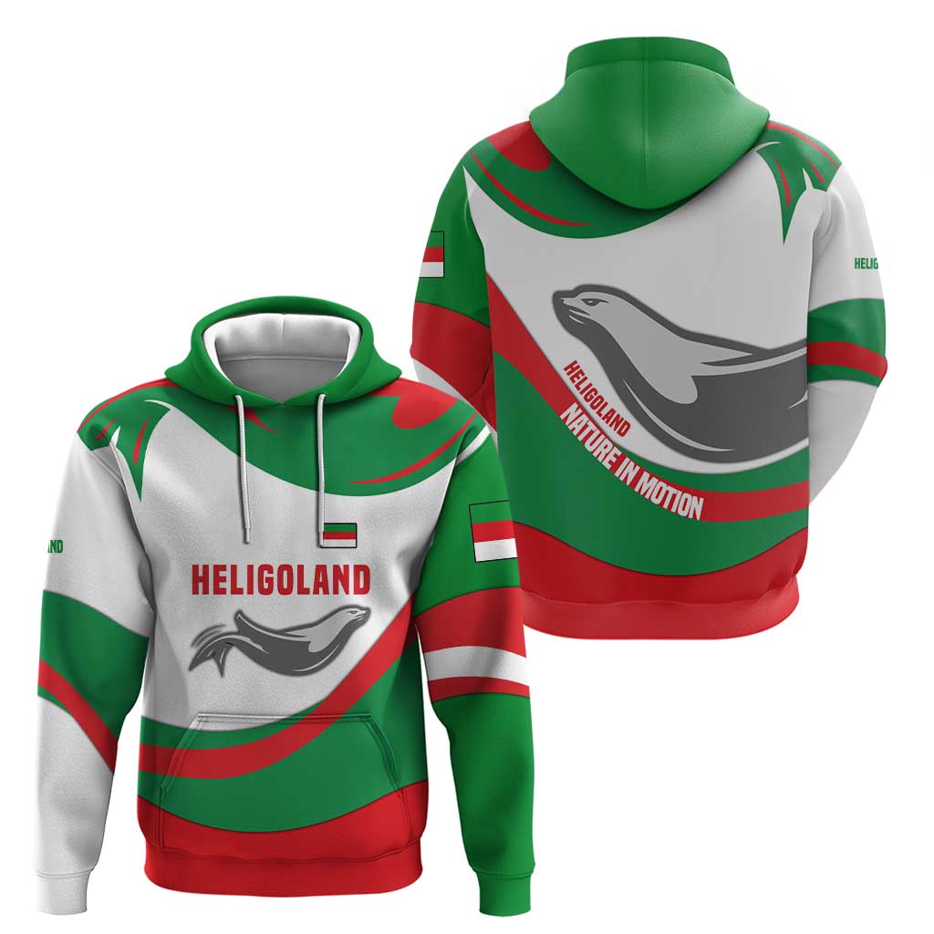 Germany Heligoland Zip Hoodie with Seal Graphic and Red Green Wave Nature - Wonder Print Shop
