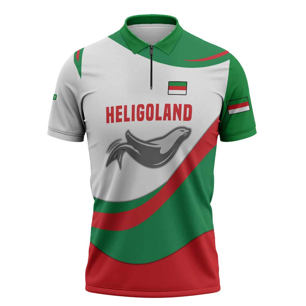 Germany Heligoland Zipper Polo Shirt with Seal Graphic and Red Green Wave Nature - Wonder Print Shop