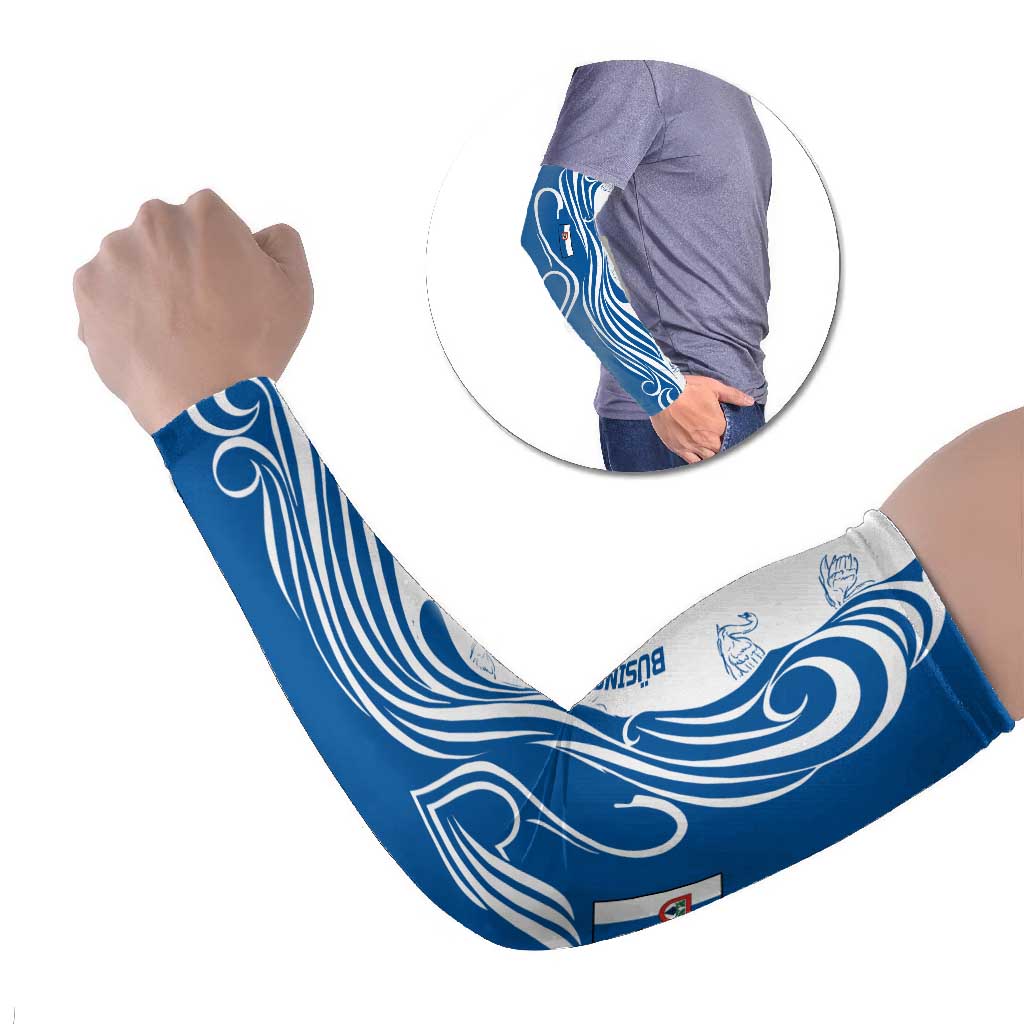 Busingen am Hochrhein Germany Arm Sleeves with Swan Pattern and Blue White Heart Design - Wonder Print Shop