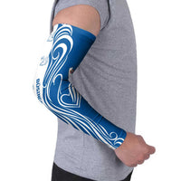 Busingen am Hochrhein Germany Arm Sleeves with Swan Pattern and Blue White Heart Design - Wonder Print Shop