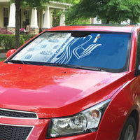 Busingen am Hochrhein Germany Auto Sun Shade with Swan Pattern and Blue White Heart Design - Wonder Print Shop