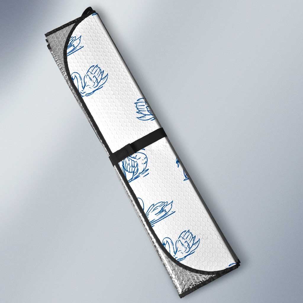 Busingen am Hochrhein Germany Auto Sun Shade with Swan Pattern and Blue White Heart Design - Wonder Print Shop