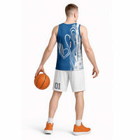 Busingen am Hochrhein Germany Basketball Jersey with Swan Pattern and Blue White Heart Design - Wonder Print Shop
