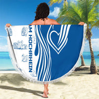 Busingen am Hochrhein Germany Beach Blanket with Swan Pattern and Blue White Heart Design - Wonder Print Shop