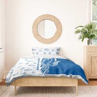 Busingen am Hochrhein Germany Bedding Set with Swan Pattern and Blue White Heart Design - Wonder Print Shop