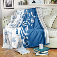Busingen am Hochrhein Germany Blanket with Swan Pattern and Blue White Heart Design - Wonder Print Shop
