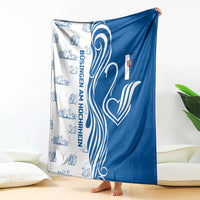 Busingen am Hochrhein Germany Blanket with Swan Pattern and Blue White Heart Design - Wonder Print Shop