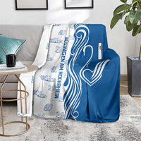 Busingen am Hochrhein Germany Blanket with Swan Pattern and Blue White Heart Design - Wonder Print Shop
