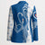 Busingen am Hochrhein Germany Blazer with Swan Pattern and Blue White Heart Design - Wonder Print Shop