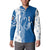 Busingen am Hochrhein Germany Button Sweatshirt with Swan Pattern and Blue White Heart Design - Wonder Print Shop