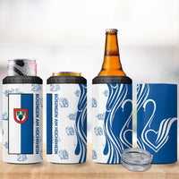 Busingen am Hochrhein Germany 4 in 1 Can Cooler Tumbler with Swan Pattern and Blue White Heart Design - Wonder Print Shop