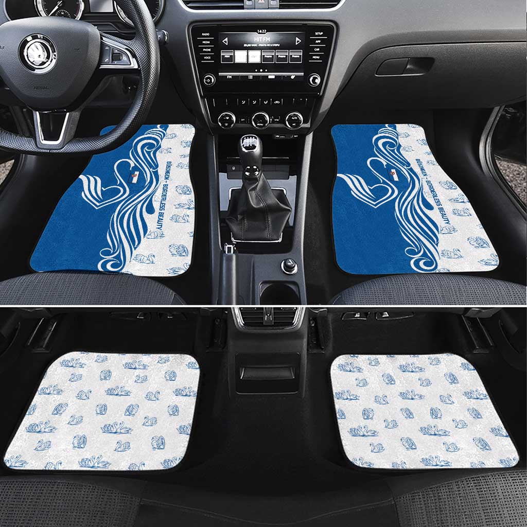 Busingen am Hochrhein Germany Car Mats with Swan Pattern and Blue White Heart Design - Wonder Print Shop