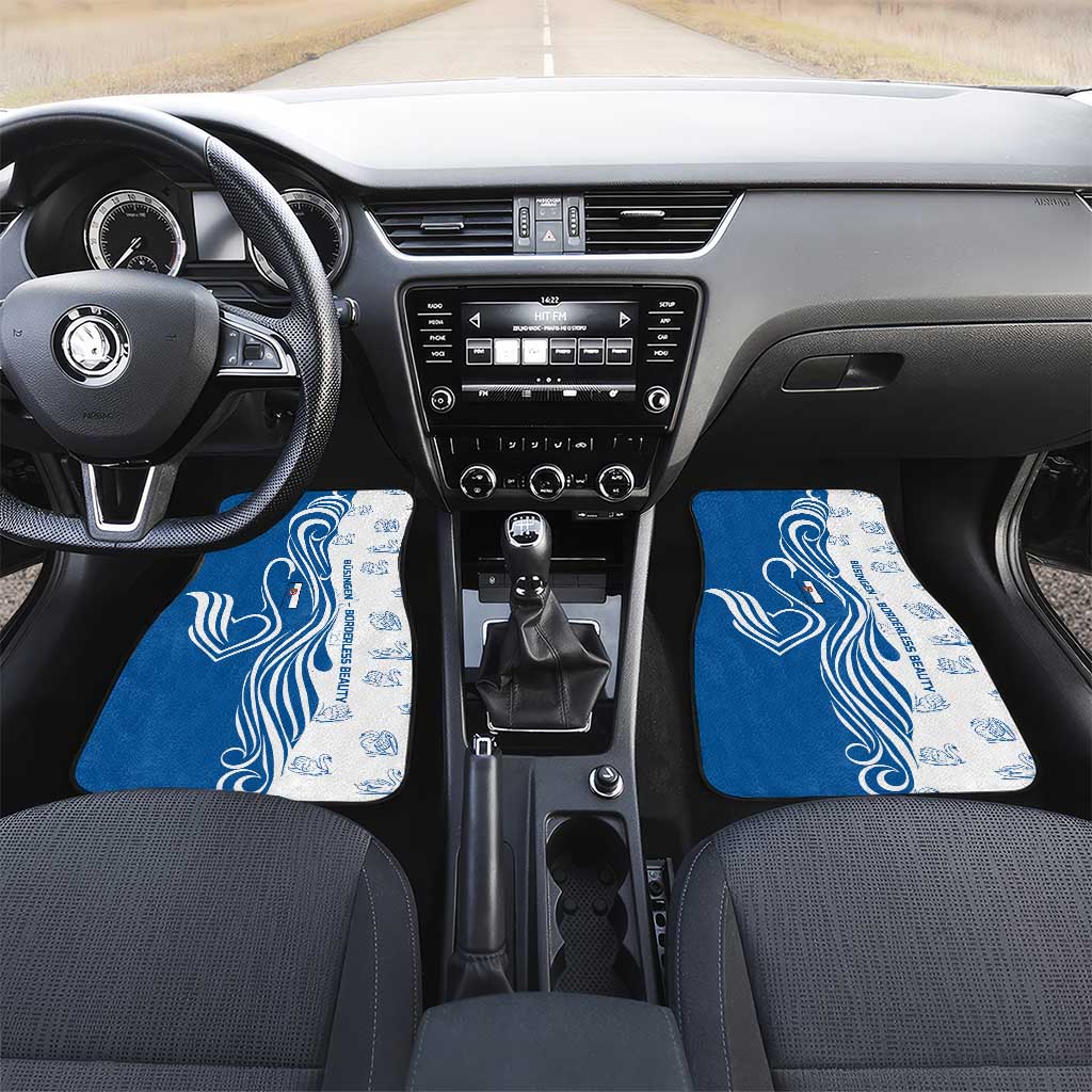 Busingen am Hochrhein Germany Car Mats with Swan Pattern and Blue White Heart Design - Wonder Print Shop