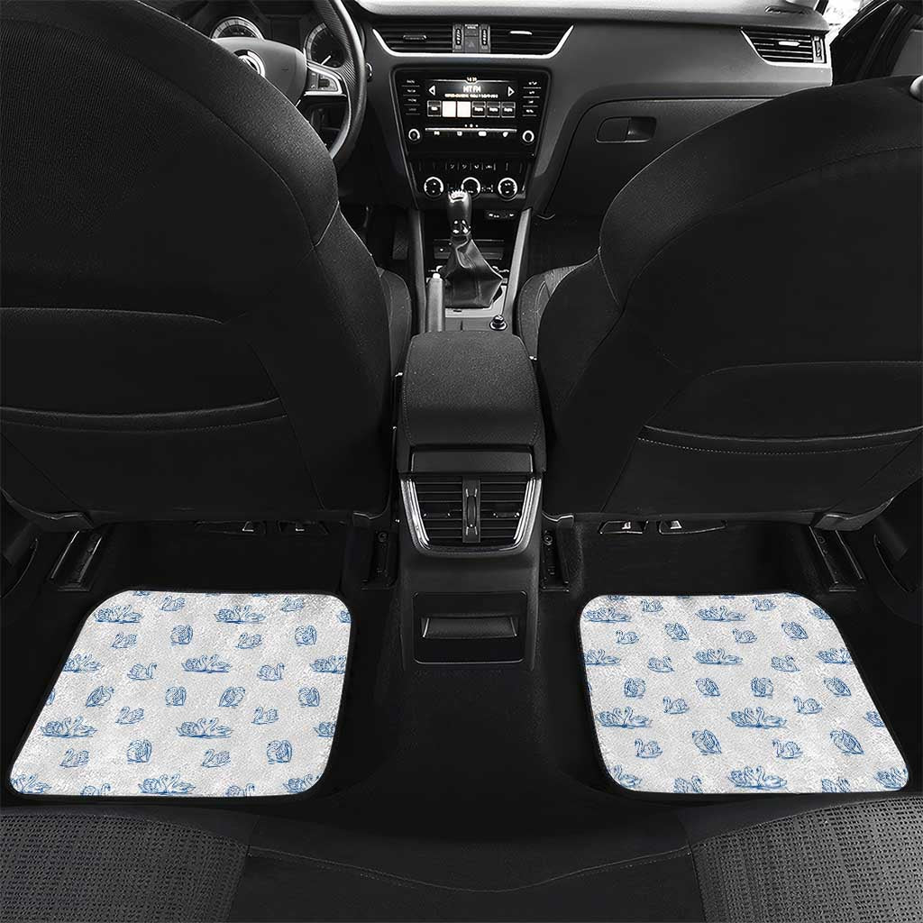 Busingen am Hochrhein Germany Car Mats with Swan Pattern and Blue White Heart Design - Wonder Print Shop