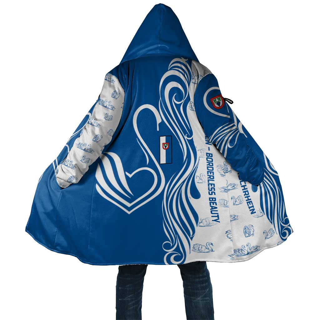 Busingen am Hochrhein Germany Cloak with Swan Pattern and Blue White Heart Design - Wonder Print Shop