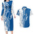 Busingen am Hochrhein Germany Couples Matching Long Sleeve Bodycon Dress and Hawaiian Shirt with Swan Pattern and Blue White Heart Design - Wonder Print Shop