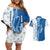 Busingen am Hochrhein Germany Couples Matching Off Shoulder Short Dress and Hawaiian Shirt with Swan Pattern and Blue White Heart Design - Wonder Print Shop