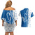 Busingen am Hochrhein Germany Couples Matching Off Shoulder Short Dress and Hawaiian Shirt with Swan Pattern and Blue White Heart Design - Wonder Print Shop