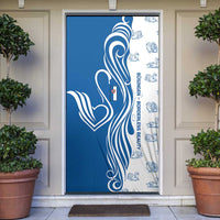 Busingen am Hochrhein Germany Door Cover with Swan Pattern and Blue White Heart Design - Wonder Print Shop