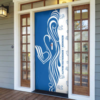 Busingen am Hochrhein Germany Door Cover with Swan Pattern and Blue White Heart Design - Wonder Print Shop