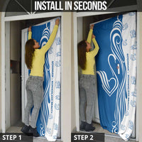 Busingen am Hochrhein Germany Door Cover with Swan Pattern and Blue White Heart Design - Wonder Print Shop